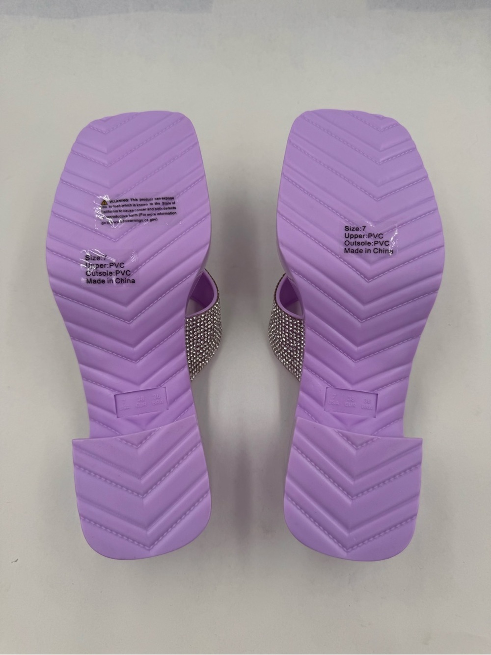 Olivia Miller Gelly Lilac Rhinestone Chunky Platform Thong Sandal, Ladies Size 7 - Picture 5 of 16